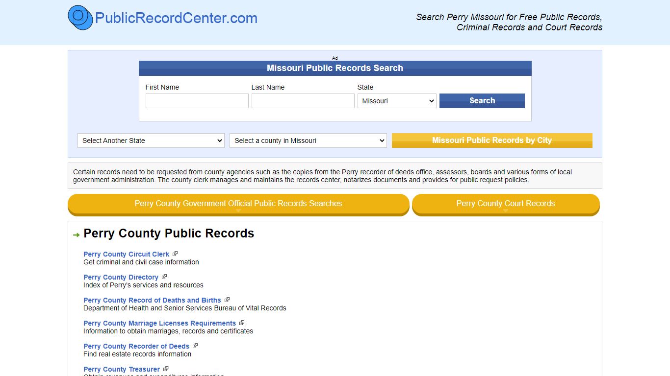 Perry County Missouri Free Public Records - Court Records ...